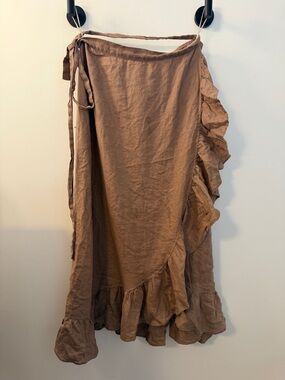 Wilfred Asymmetrical Ruffle Wrap Skirt in mauve